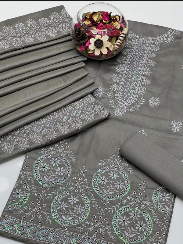 Soft Marina Gala Border Sequence Boring Chikenkari